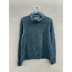 Orvis Womens Sweater Size Medium Blue Wool Blend Turtleneck Pullover
